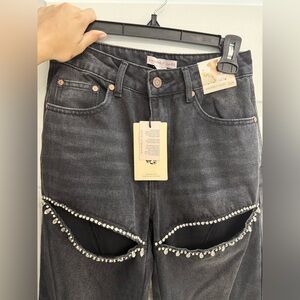 Sincerely Jules Black High Rise Jeans with Glamorous Embellishments